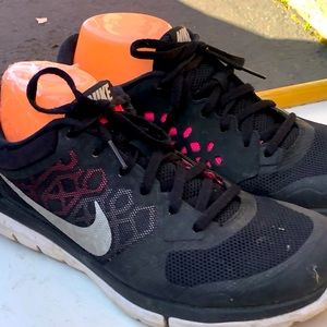 Nike Flex 2015 Run Running Shoes Women's Black Pink Silver Sneakers Size 9.5